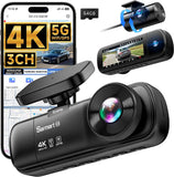 sarmert 4k 3 channel dash cam with 64gb free card, g-sensor, wdr, and 5g wifi