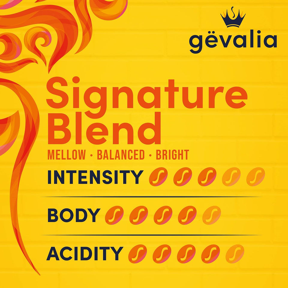gevalia signature blend mild light roast k-cup coffee pods, 84-count box, kosher