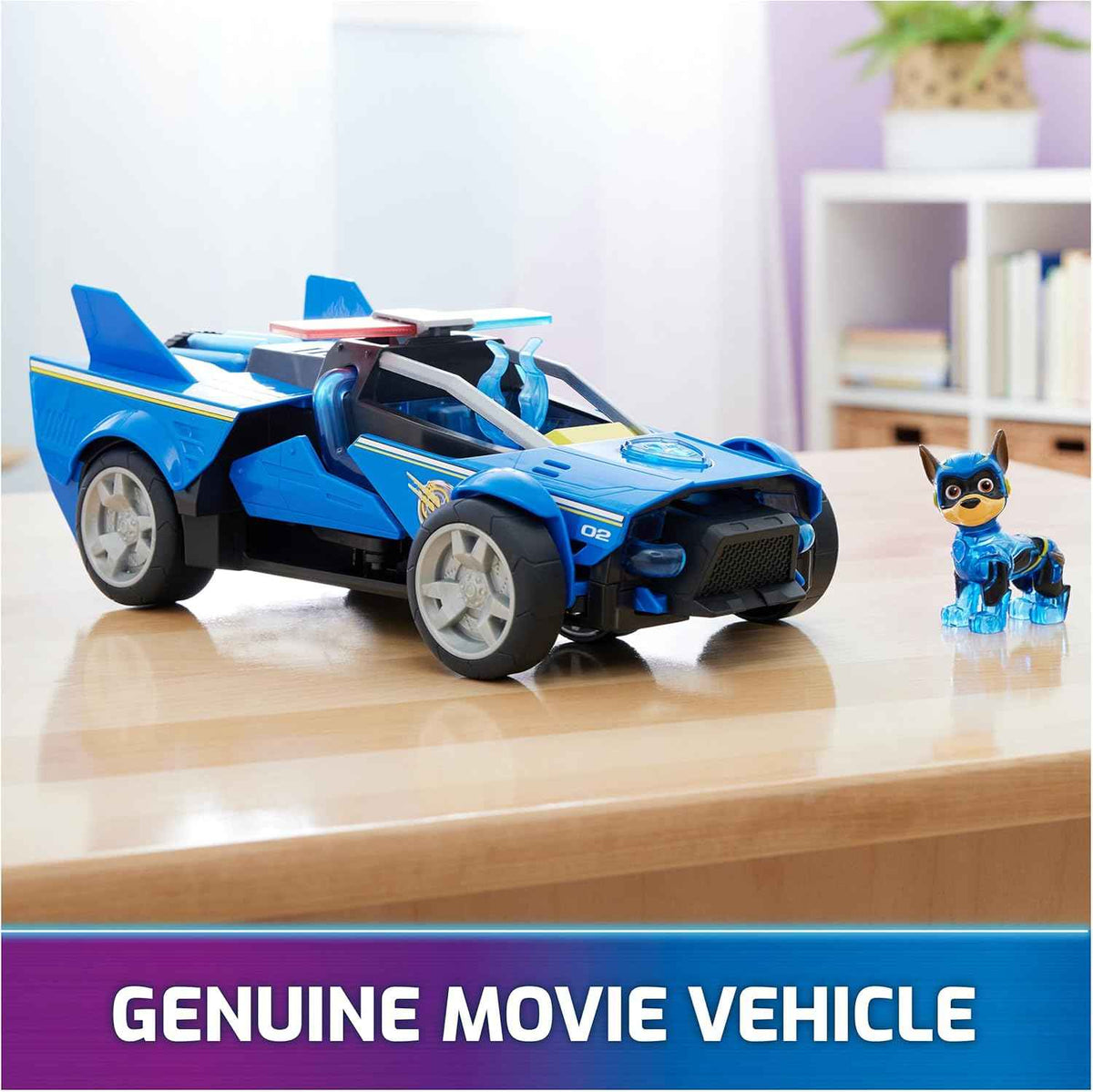 Paw Patrol: The Mighty Movie, Chase's Mighty Transforming Cruiser with Mighty Pups Action Figure, Lights and Sounds, Kids Toys for Boys & Girls 3+