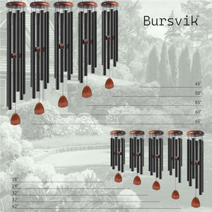 Bursvik Large Aluminium Wind Chimes 37" to Create a Zen Atmosphere Suitable for Outdoor, Garden, Patio Decoration. Classic Black Wind Chime with Wind Catcher Suitable as A Gift for Mom Neighbor Unisex