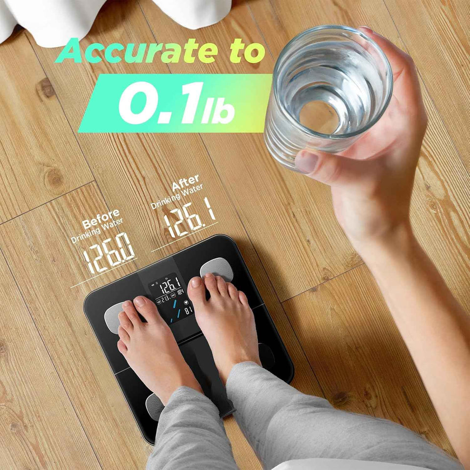 RunStar Smart Scale for Body Weight and Fat Percentage, High Accuracy Digital Bathroom Scale with Large Display for BMI Heart Rate 22 Body Composition Analyzer Sync with Fitness App 400lb