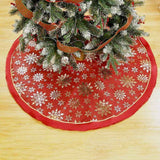 Flash World 48 Inch Large Christmas Tree Skirt Xmas Soft Cover Mat Decor Snowflake Collar Farmhouse Tree Skirt for Holiday Ornaments Party Home Indoor Decorations (Red, 48INCH)