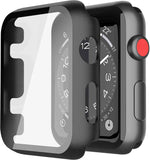 Misxi 2 Pack Tempered Glass Case Compatible for Apple Watch Series 11 (2025) Series 10 46mm, Screen Protector Cover for iWatch, Black