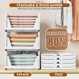 SNSLXH 5 Pack Stackable Closet Storage Baskets, Multifunctional and Foldable Closet Organizer for Bathroom Kitchen Laundry Room Wardrobe Storage