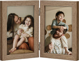 decorUhome double 4x6 picture frame vertical engineered wood bifold photo frame with plexiglass tabletop display black