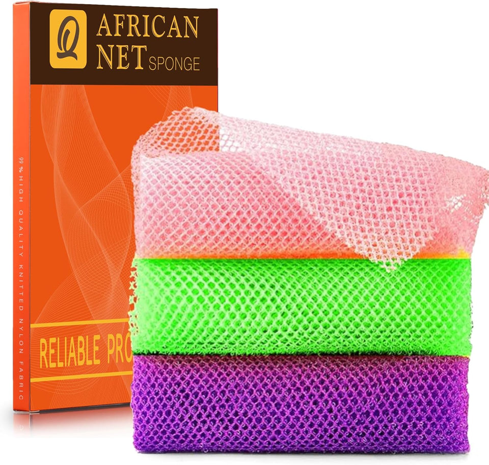 ujfqbh 3 pieces african bath sponge pink yellow purple exfoliating shower body scrubber