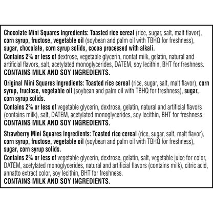 Rice Krispies Treats Mini Crispy Marshmallow Squares, Kids Snacks, Lunch Snacks, Variety Pack, 20.1oz Box (52 Bars)
