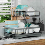 7-Code Large Capacity Dish Drying Rack for Kitchen Counter, Detachable Utensil Holder