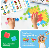 PicassoTiles 108pcs 1” Magnetic Puzzle Cubes Magnet Toys Preschool Construction Building Block Set Sensory Toy Early Education STEM Learning Come with Ideabook for Children Age 3+ Boy Girl PMC108