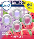 Febreze Bathroom Air Freshener, Odor-Fighting, Plug In Alternative, Air Fresheners for Home, Bathroom, & Kitchen, Closet Air Fresheners, Pet & Litter Box Odor Fighter, Refresh & Energize Scent, 4ct