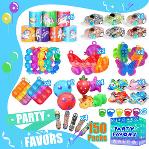 Party Favors for Kids 8-12 4-8, 150-Pack Fidget Toys Bulk, Treasure Box Toys for Classroom, Stocking Stuffers Goodie Bags, Classroom Prizes, Birthday Holiday for Boys Girls