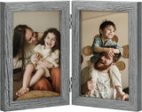 decorUhome double 4x6 picture frame vertical engineered wood bifold photo frame with plexiglass tabletop display black