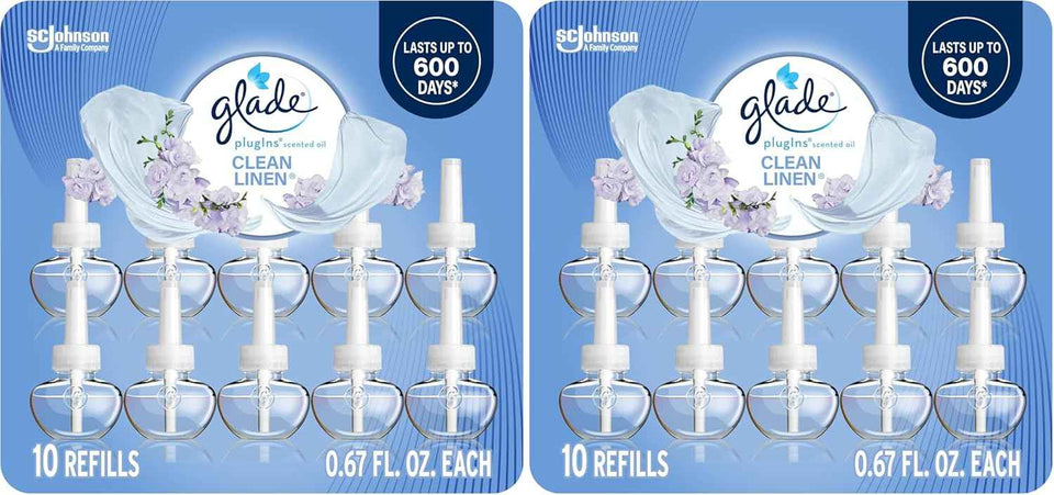Glade PlugIns Refills Air Freshener, Scented and Essential Oils for Home and Bathroom, Aqua Waves, 6.7 Fl Oz, 10 Count
