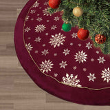 Flash World 48 Inch Large Christmas Tree Skirt Xmas Soft Cover Mat Decor Snowflake Collar Farmhouse Tree Skirt for Holiday Ornaments Party Home Indoor Decorations (Red, 48INCH)