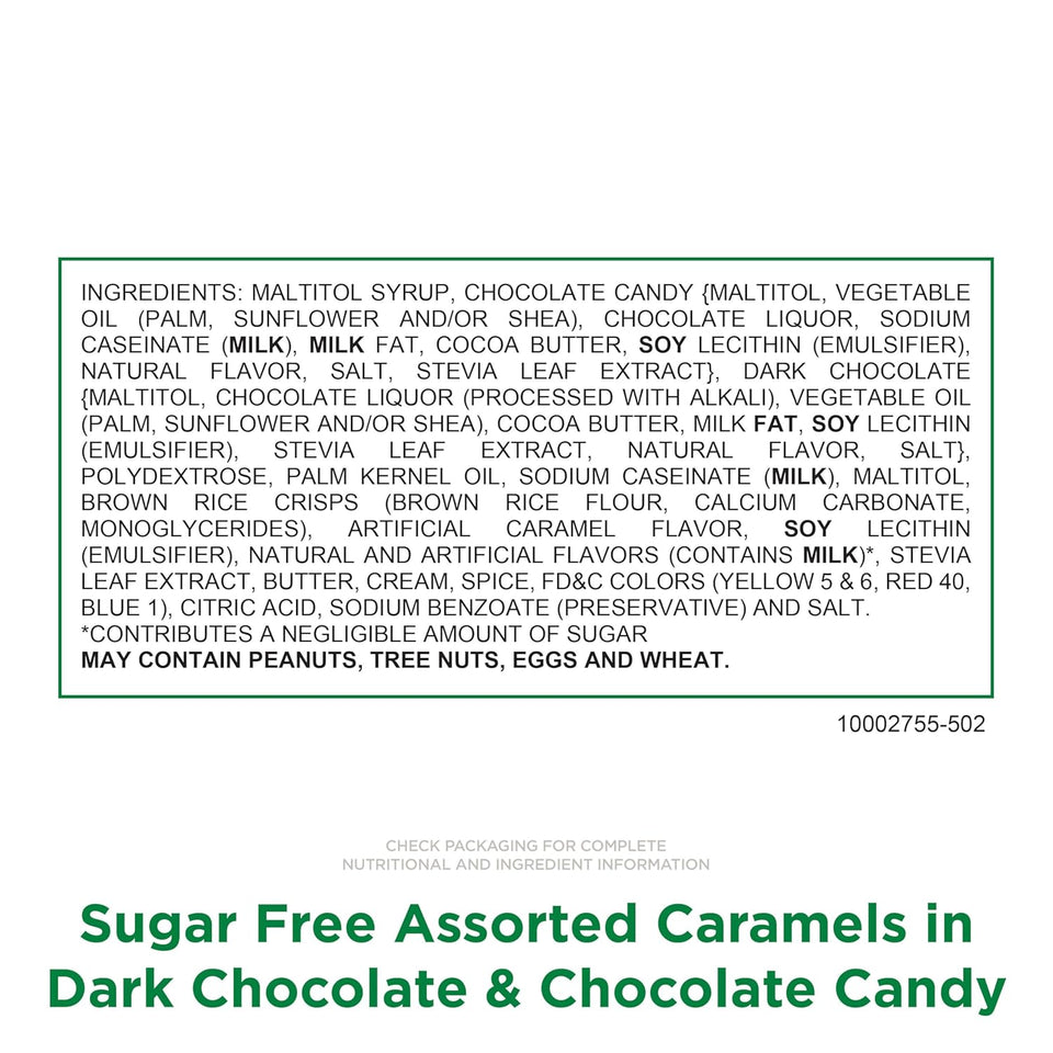 russell stover sugar free assorted caramels in chocolate, 15.3 oz. bag, made with stevia extract, no added sugar