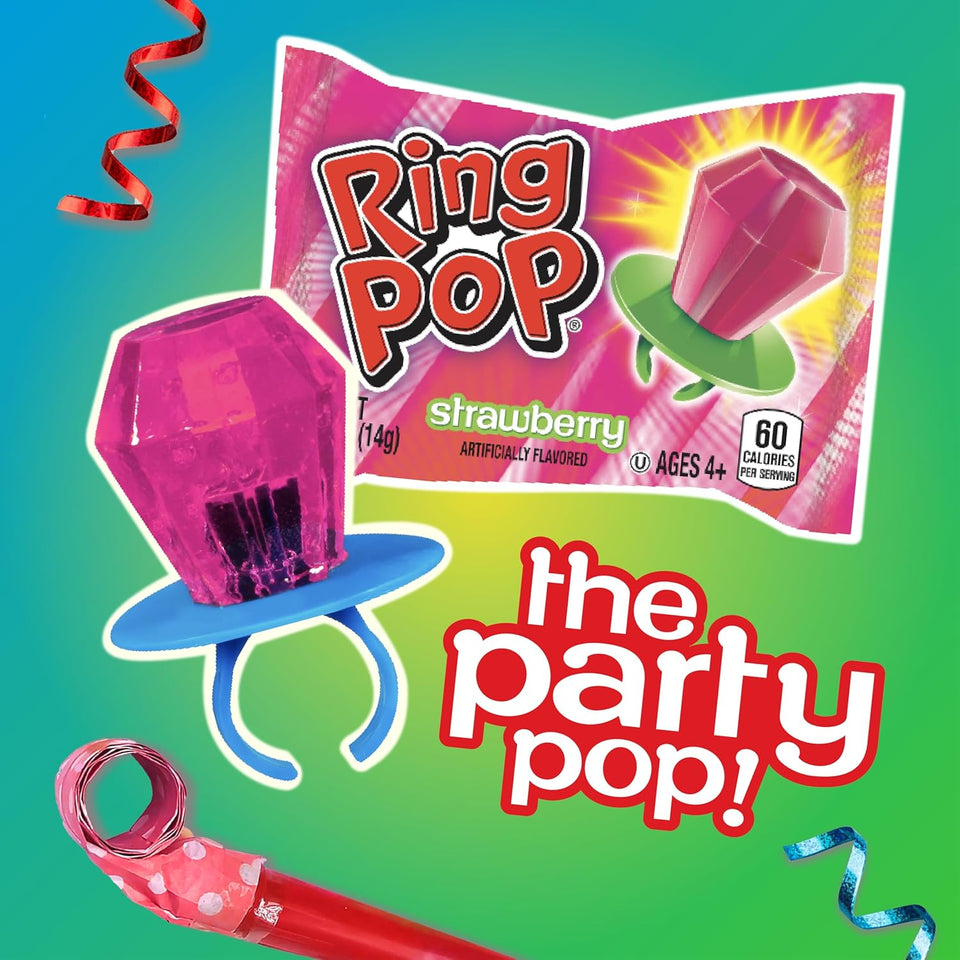 Ring Pop Individually Wrapped 10 Count Assorted Flavors Lollipop Suckers in Fun Candy Variety Pack