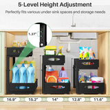 Under Sink Organizer with 2 Tier Pull-Out Cabinet Organizer Baskets and Mesh Sliding Drawers for Home, Kitchen, Bathroom, Pantry, Office