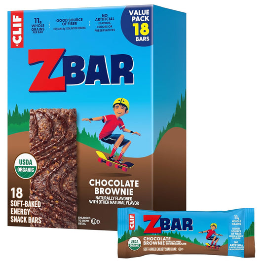Zbar - Chocolate Brownie - Soft-Baked Energy Snack Bars - Non-GMO - 11g Whole Grains - USDA Organic Granola Bars (18 Pack)