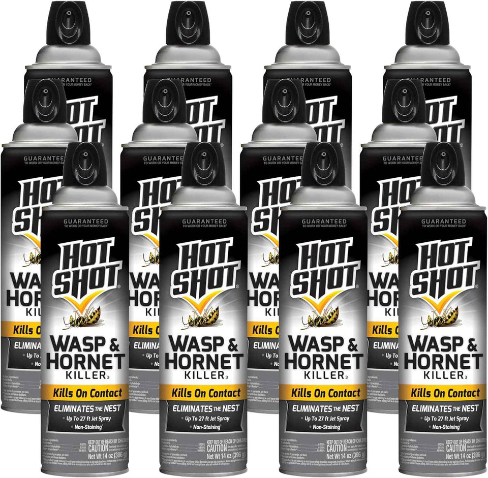Hot Shot Wasp And Hornet Killer Aerosol, Up to 27-Foot Jet Spray, 14 Ounces, 2 Pack