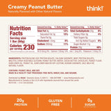 think! protein bars, high protein snacks, gluten-free, kosher-friendly, creamy peanut butter, 20g protein, 12-count pack