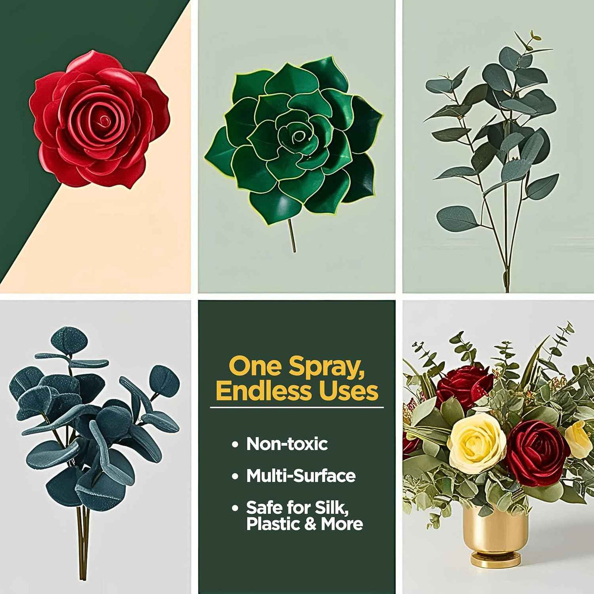 Sparkle Plenty Silk Sensation Artificial Flower & Plant Leaf Cleaner and Shine - Fake Flower Dusting Spray - Silk Plant Cleaner Spray No Wipe - Drip Dry Cleaning Supplies for Artificial Tree (32oz)