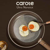 CAROTE 17-Piece Non-Stick Cookware Set, Induction Kitchen Pots and Pans, Oven and Dishwasher Safe, Brown