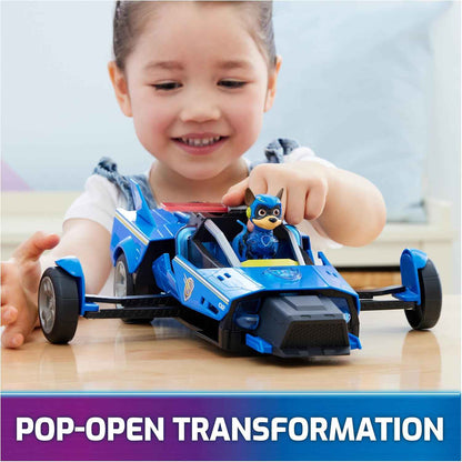 Paw Patrol: The Mighty Movie, Chase's Mighty Transforming Cruiser with Mighty Pups Action Figure, Lights and Sounds, Kids Toys for Boys & Girls 3+