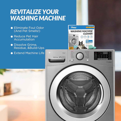Washing Machine Cleaner Tablets | 24 Count 1-Year Supply | Formulated for Pet Owners | Pet-Friendly Deep Descaler | HE, Top & Front Load | Septic Safe & Eco-Friendly | Eliminates Odor & Residue