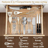 Expandable Silverware Organizers for Kitchen Drawer, Clear Utensil Drawer Organizer Tray, Adjustable Cutlery Flatware Holder for Spoon Fork Knife, Plastic Spatula Tools Gadgets Storage Divider