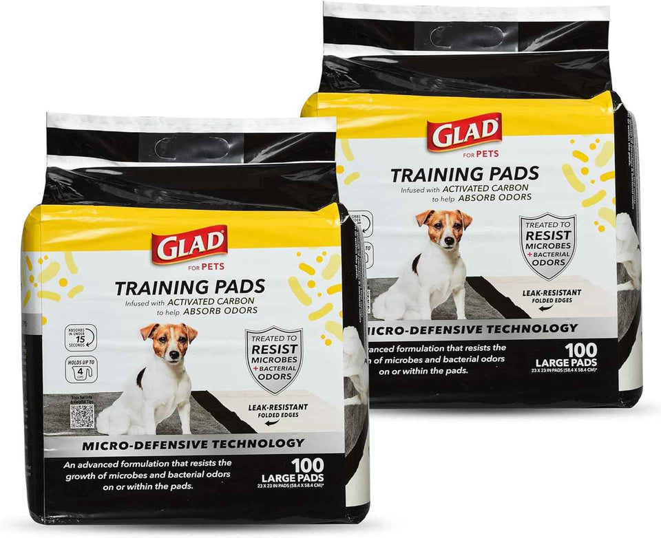 Glad for Pets Black Charcoal Puppy Training Pads with Odor Control and Pheromone Attractant, Leak Resistant Dog Potty Pads for House Training Puppies and Dogs, 23 x 23 in, 50 Count