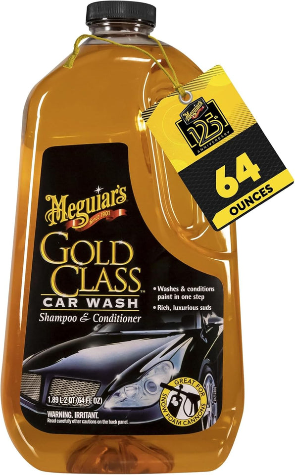 Meguiar's Gold Class Car Wash - 64 Oz, Foam Cannon or Bucket Wash, Safe for All Paint Types, 1-Step Cleaning and Conditioning