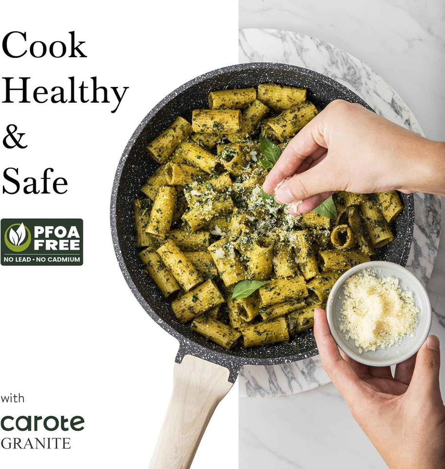 CAROTE Nonstick Frying Pan Skillet,Non Stick Granite Fry Pan Egg Pan Omelet Pans, Stone Cookware Chef's Pan, PFOA Free,Induction Compatible(Classic Granite, 8-Inch)