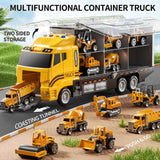 NIPLOOOW Toddler Boys Construction Truck Vehicle Toy Set with Play Mat and Die-Cast Toy Car, Transport Carrier Truck for Kids 3-5, Birthday Gifts Toys for 3-8 Year Old Boys