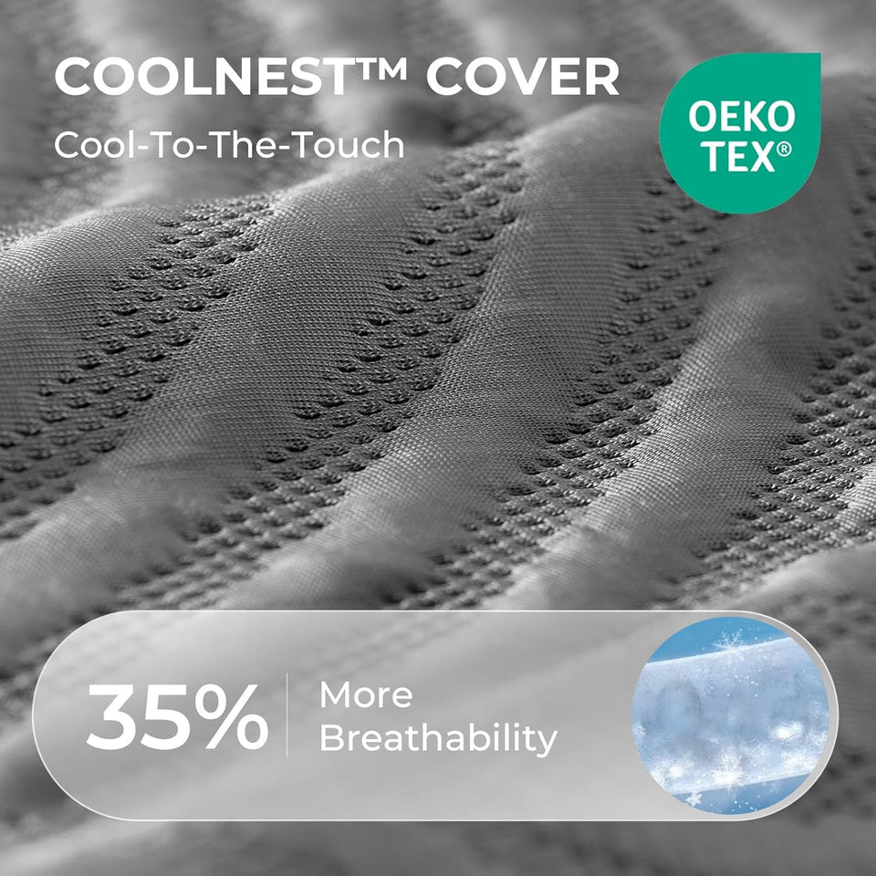 Sweetnight CoolNest 14 Inch King Size Mattress, Cooling King Memory Foam Mattress for Cool Night Sleep, 5-Zone Ergo Support for Pressure Relief, Medium, CertiPUR-US Certified