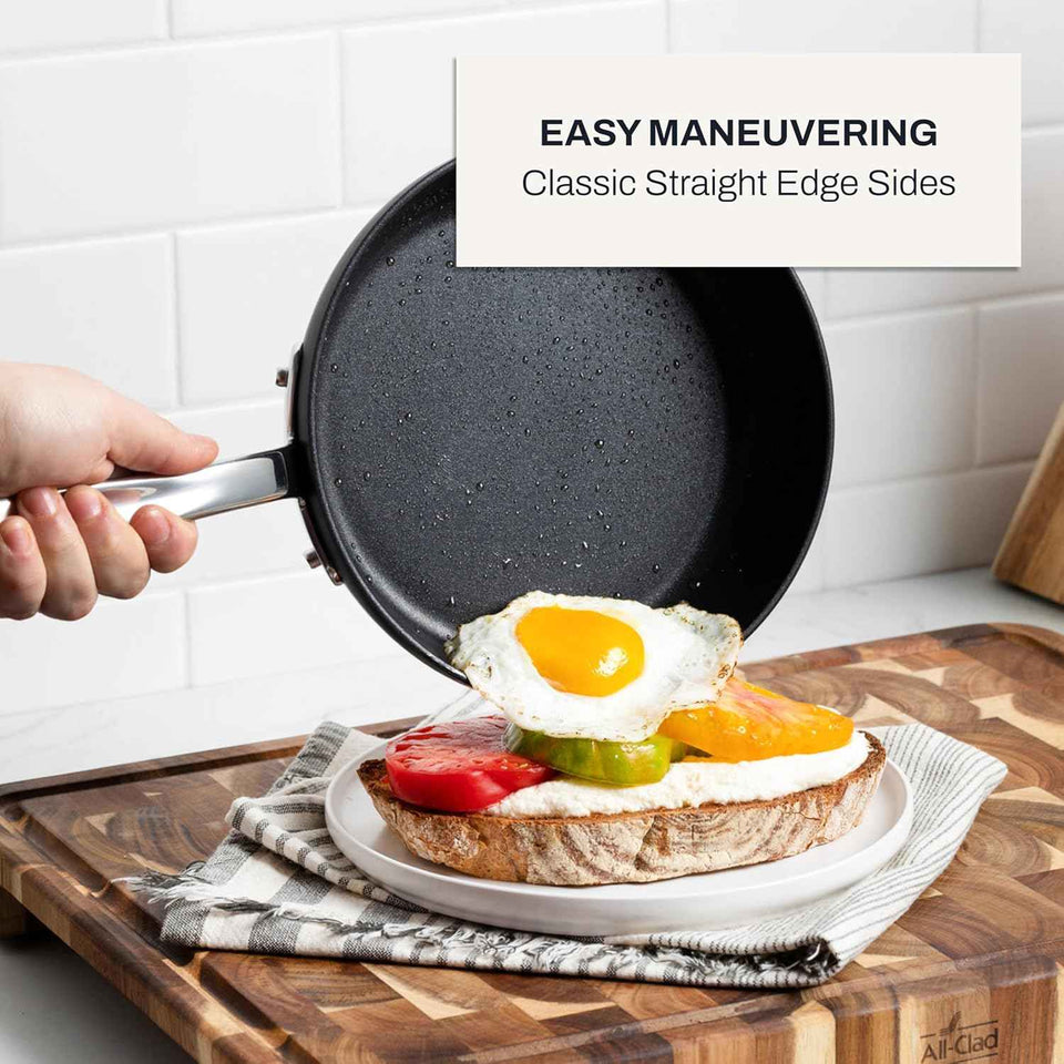 All-Clad HA1 Hard Anodized Non Stick Fry Pan Set 2 Piece, 8, 10 Inch, Induction, Oven Broiler Safe 500F, Pots and Pans Set, Kitchen Frying Pans, Skillets, Premium Cookware, Home, Dishwasher Safe Black