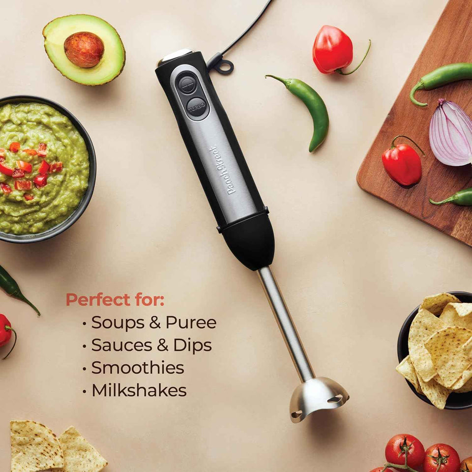 Powerful 500 Watt Immersion Blender with Turbo Mode, Detachable Base, 304 Stainless Steel Blades