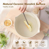 SENSARTE Ceramic Nonstick Sauce Pan with Lid, 3.0 Quart Saucepan with Double Spout, Large Cooking Pot, Non toxic Kitchen Sauce Pot, Non stick Saucier Pan, Induction Cookware, PFOA PTFE PFAS Free