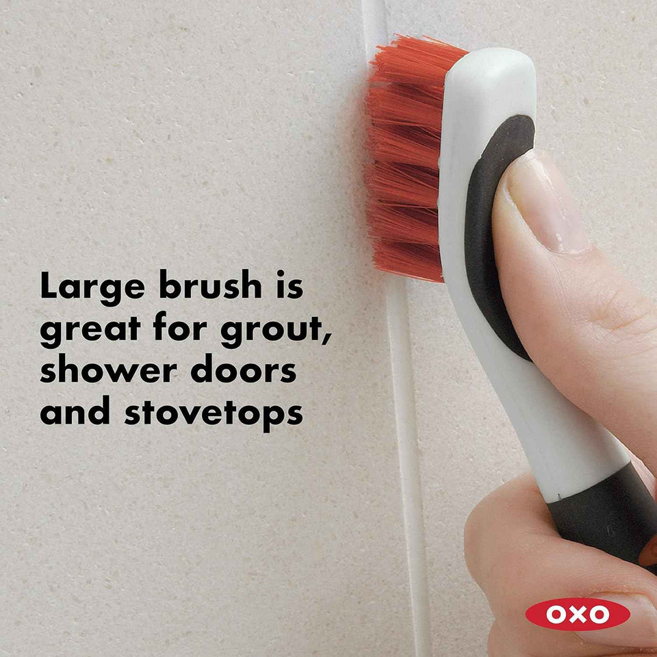 oxo good grips deep clean brush set with 2 brushes and non-slip grips for grout and stove tops