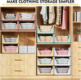 SNSLXH 5 Pack Stackable Closet Storage Baskets - Multifunctional Foldable Closet Organizer