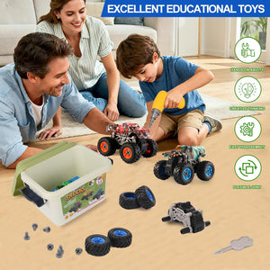 Take Apart Monster Truck Toys for Kids 3 4 5 6 7 8 Year Old Boys, STEM Educational Building Toys with Electric Drill & Storage Box Gift Birthday Christmas for Boys Girls Kids Toddlers