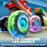 JOYIN 3 Pack Monster Truck Toy - Motion Activated Light Up Cars for Toddlers - Monster Glow Rover LED Wheels - Baby Boy Toys - Press and Go Dinosaur Trucks for Kids Boy Birthday Gifts