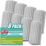 4 Pack Damp Dusting Sponge Duster, Grey Dust Cleaning Sponge, Reusable Household Cleaning Sponge Tool for Blinds, floorboards, Fan Blades, Vents, Glass, Railings, Mirrors