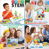 Educational Toys Building Blocks, 244 Pieces Electric Screwdriver DIY Building Toys for Boys and Girls, Educational Construction Building kit for Kids Ages 4 5 6 7 8 9 10 Year Old