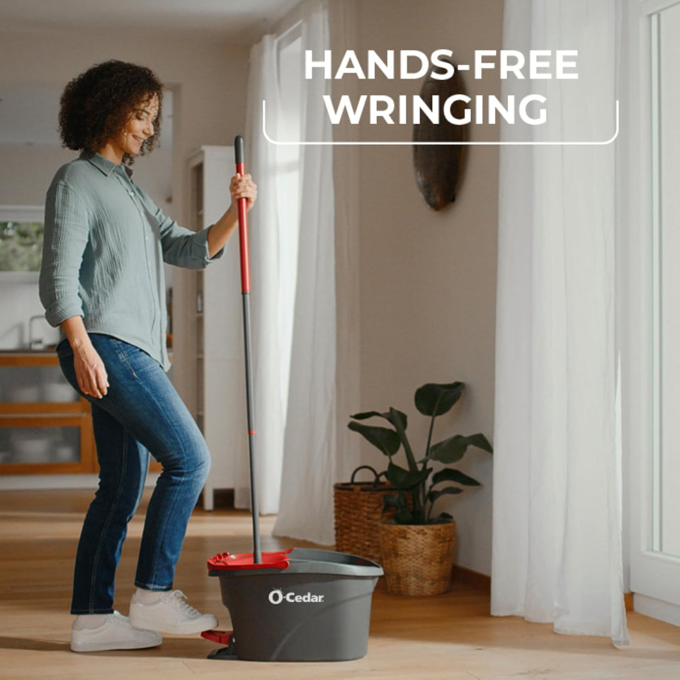 O-Cedar EasyWring Microfiber Spin Mop and Bucket System with Foot Pedal for Effortless Floor Cleaning