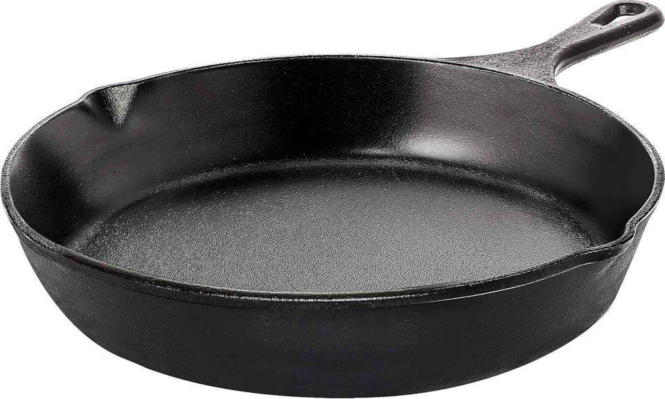 Utopia Kitchen Cast Iron Skillets 12 Inch, Chef's Pan, Pre-Seasoned Frying Pan, Stovetop, Oven, Campfire and Grill Large Skillet, Even Heat Distribution Multipurpose Cast Iron Pan - Black