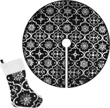 Flash World 48 Inch Large Christmas Tree Skirt Xmas Soft Cover Mat Decor Snowflake Collar Farmhouse Tree Skirt for Holiday Ornaments Party Home Indoor Decorations (Red, 48INCH)