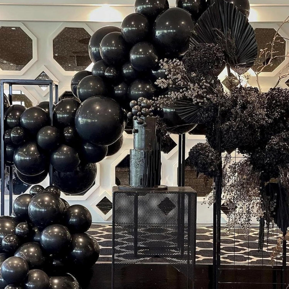 PartyWoo Black Balloons 155 pcs Different Sizes of 18 12 10 5 Inch Black Balloons Arch Kit Garland for Baby Shower Birthday Graduation Casino Gaming Anniversary Race Car Party Decorations Black-Y18