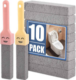 Navona 8 Pack Pumice Stone Scouring Sticks with 2 Universal Handles, Grey Pumice Stone Cleaner for Cleaning Toilets, Bathrooms, Kitchens, Spas and Pools