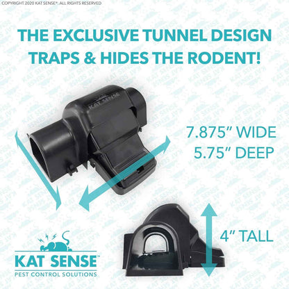 Rat and Chipmunk Traps, Dual Covered Tunneled Snap Traps, Prevent Accidental Triggering, Humane Kill, Reusable Pest Control for Rats and Mice, Indoor & Outdoor Use, 2 Pack Kat Sense