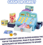 Bluey Cash Register Playset, Interactive Play Register with Scanner | Includes toy credit card, Dollar Bucks, storage drawer, and detachable scanner for grocery store pretend play
